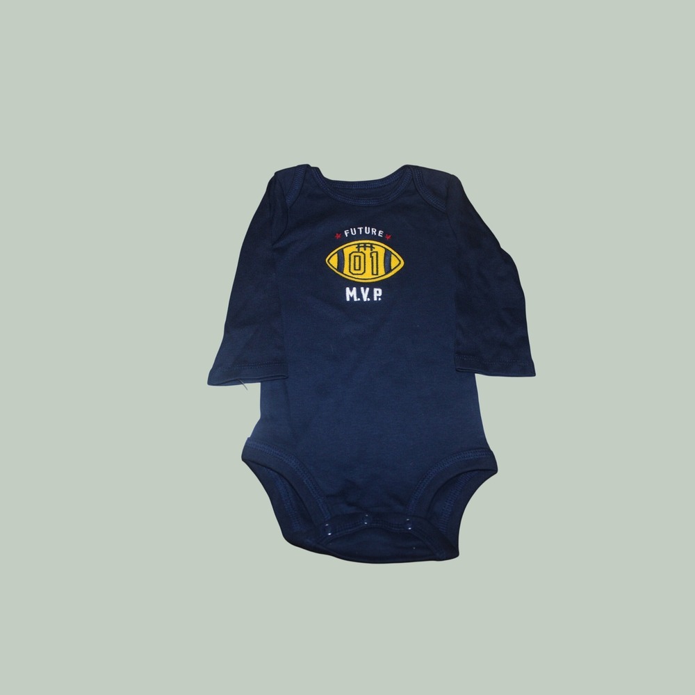 Just One You by Carters Baby Boys 3PK Long Sleeve Football Bodysuits Navy Red 3M